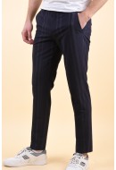 Pantaloni Barbati Selected Slim-Mylobily Dark Blue Stripes Light Blue
